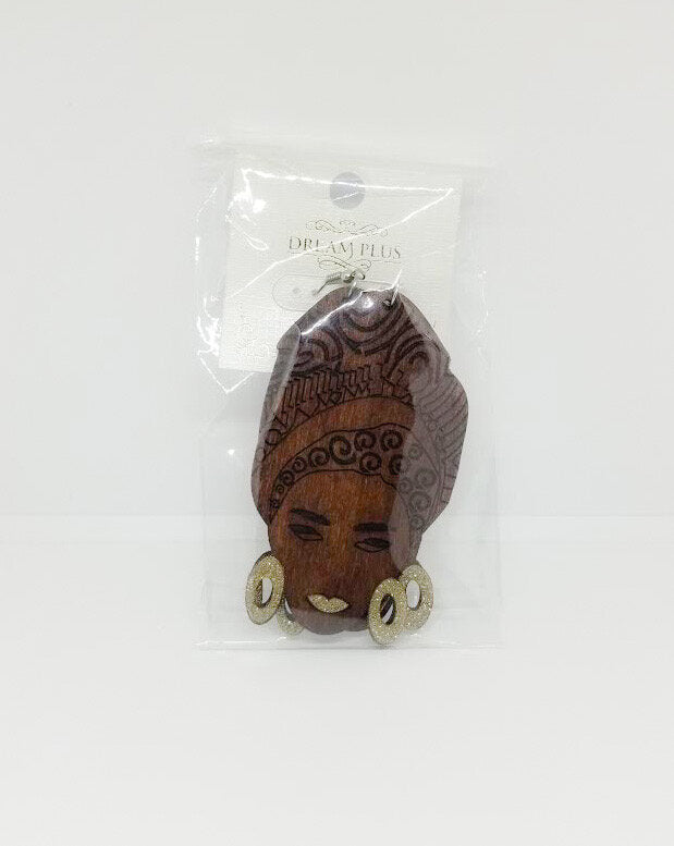Brown Beautiful Woman Earring - T&K's Beauty Supply Store