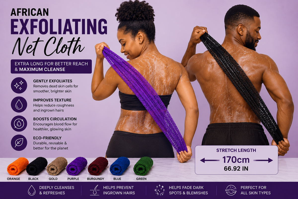 African Exfoliating Bath Sponge - Nylon Net Sponge - African Sponge - Sapo Sponge -  Ghana Sponge - African Net Sponge - Long Length
