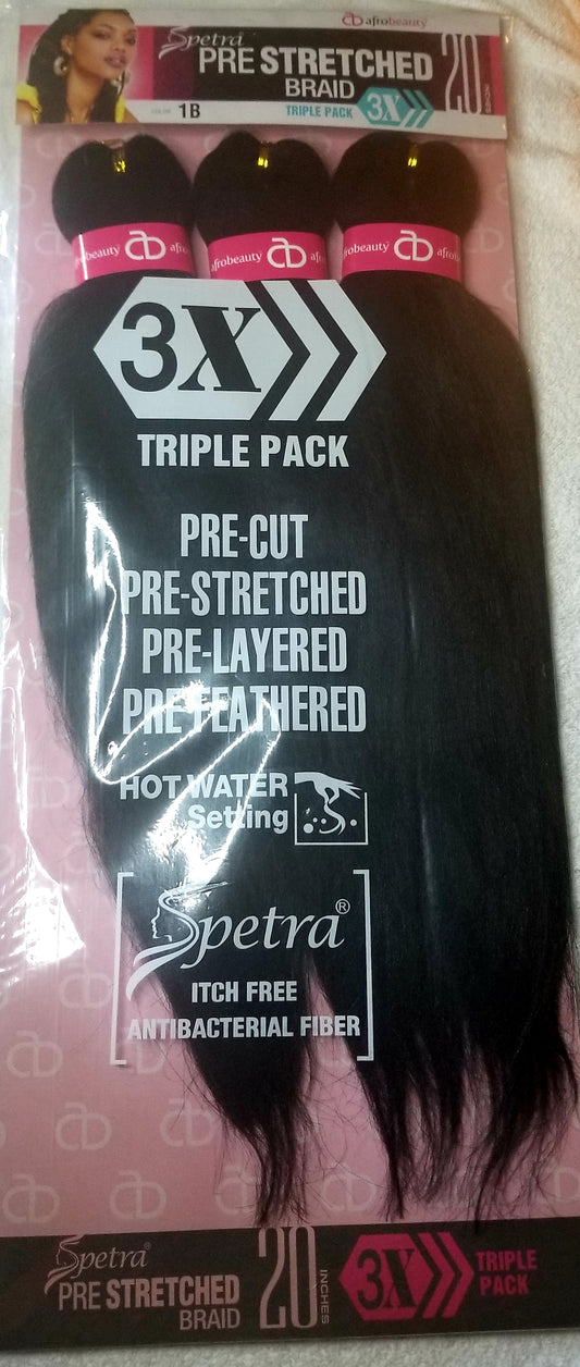 Pre-Stretched 3 Bundles Spetra Braid 20" (Folded) - Total 40" Long - T&K's Beauty Supply Store