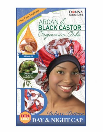 Donna Argan Black Castor Day & Night Cap XL Bonnet - T&K's Beauty Supply Store