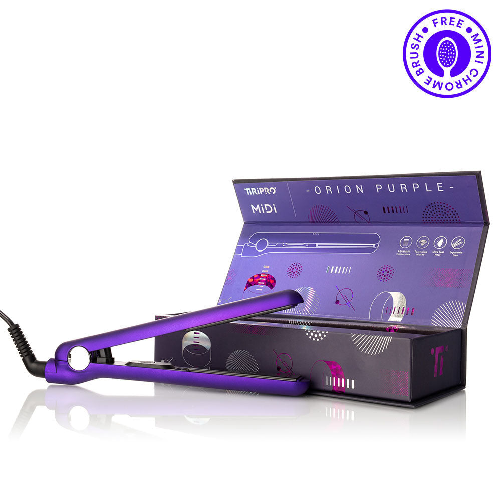 Midi Hybrid Tourmaline- 19mm (3-4”) Ceramic Travel Hair Straightener - T&K's Beauty Supply Store