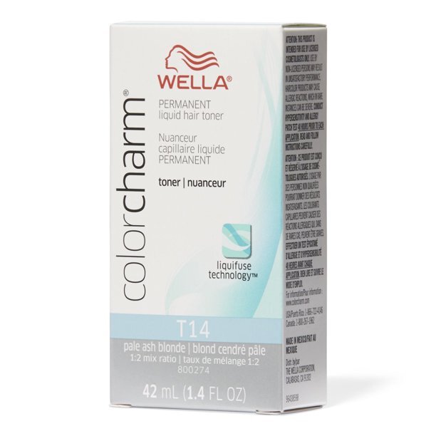 Wella COLOR CHARM, HAIR COLOR Permanent Liquid Hair Toner, T14 Pale Ash Blonde, 1.4 Oz. - T&K's Beauty Supply Store