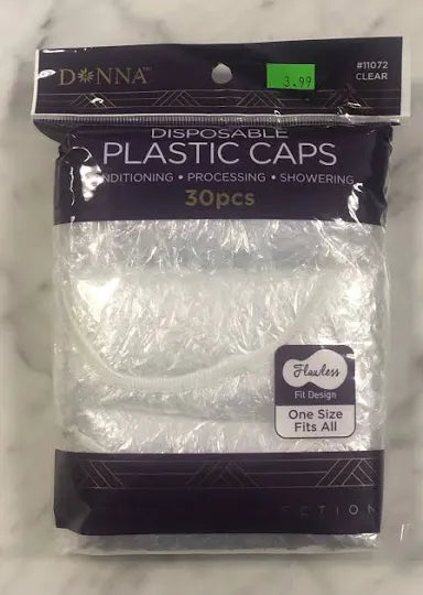 Donna Disposable Plastic Shower Caps - 30pcs