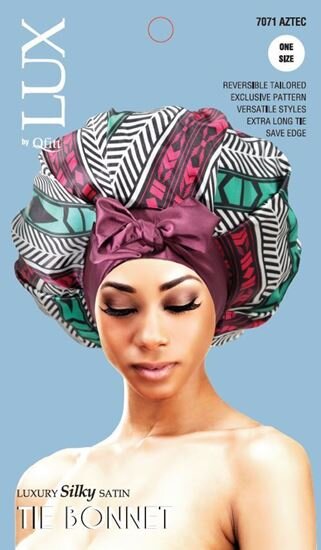 LUX By Qfitt LUXURY SILKY SATIN TIE BONNET - T&K's Beauty Supply Store